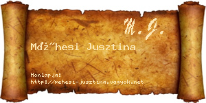 Méhesi Jusztina névjegykártya